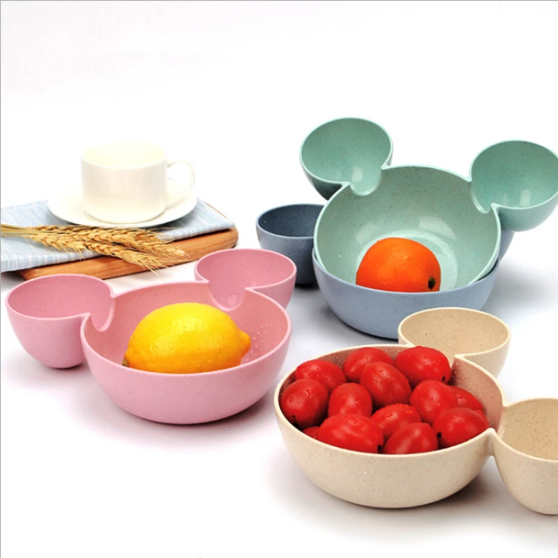

Mickey Bamboo Baby Tableware Kids Divided Bowl FOOD GRADE ECO Children Baby Plate Baby Feeding Dinnerware Eating Food Dishes
