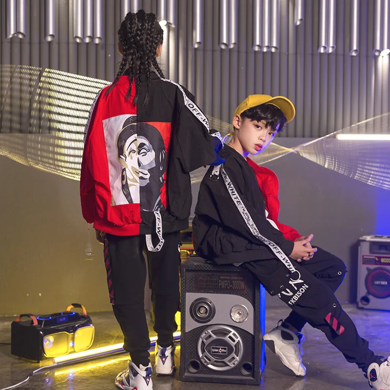 

Contrast Color Children Street Dance Suit Boys Girls Hip-hop Clothes Kids Jazz Hip Hop Costumes for Stage Show Competition