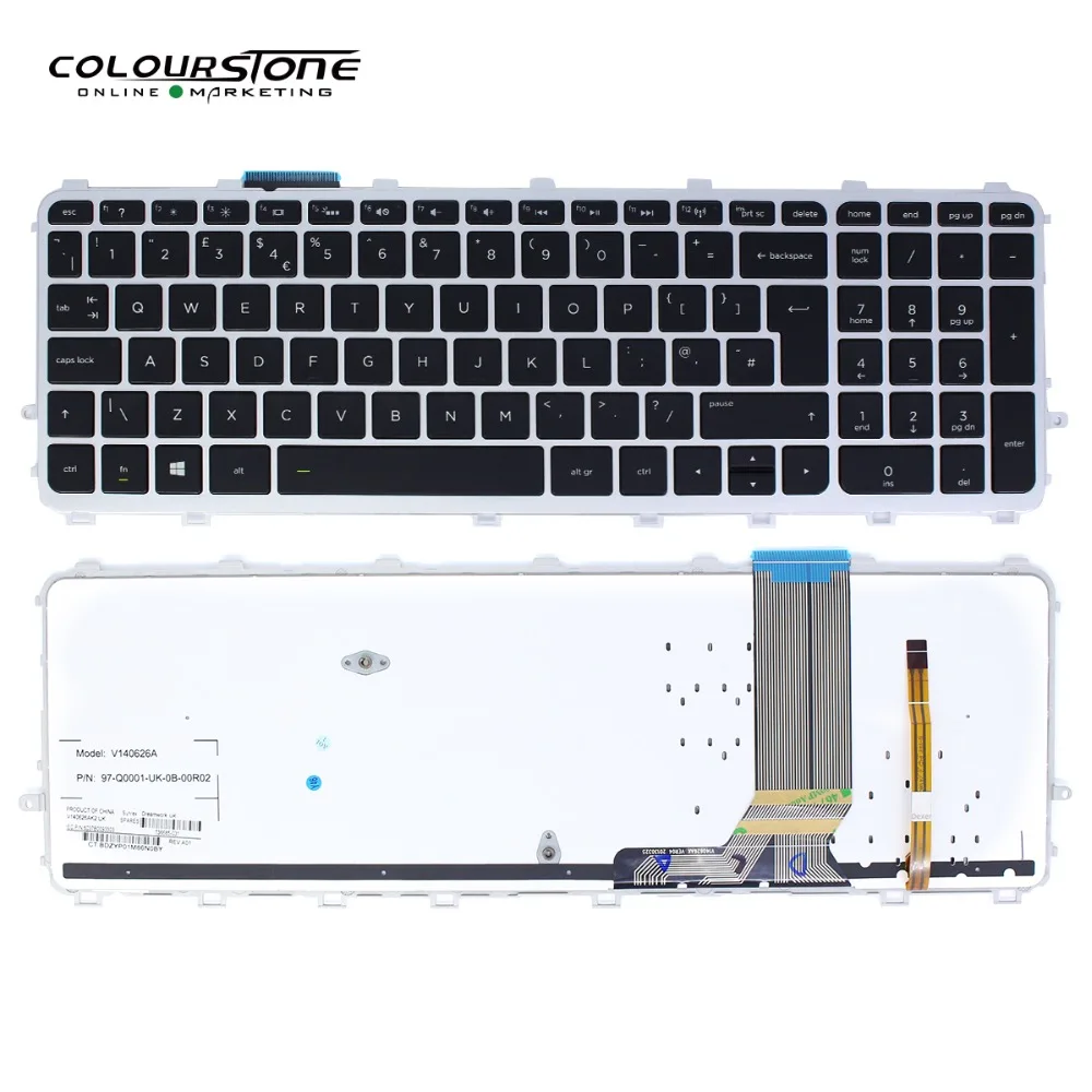Клавиатура для ноутбука HP ENVY 17 j 15Z J 17T Серебристая Рамка с подсветкой