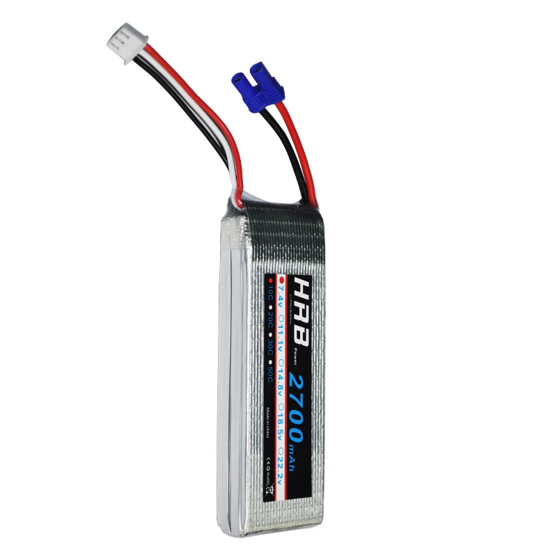 

HRB RC Lipo Battery 7.4V 2700MAH 10C 2S EC2 for Helicopter H501S H501C 4-axis Aircraft Quadcopter