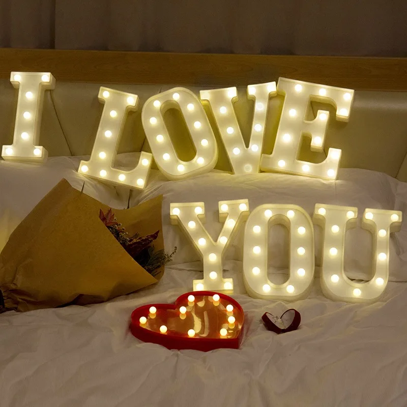 

Kuchang 26 Letters White LED Night Light Marquee Sign Alphabet Lamp For Birthday Wedding Kids Party Bedroom Wall Hanging Decor