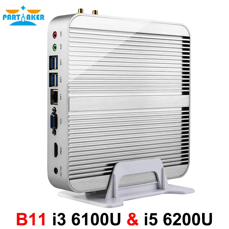  Partaker B11 Business Mini PC with 6th Gen Skylake Core i3 6100U i5 6200U i7 6500U i7 6600U Win 10 Barebone Fanless Computer 