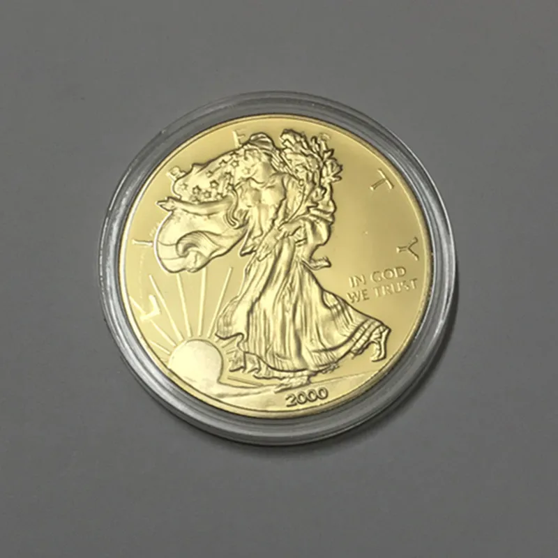 10 шт. The Freedom 2000 coin 1 OZ 24K настоящий позолоченный Значок США Орел 40 мм сувенирная монета