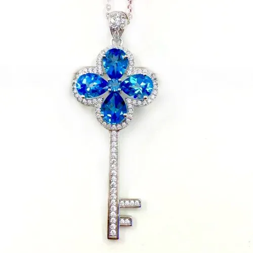 blue topaz pendant necklace