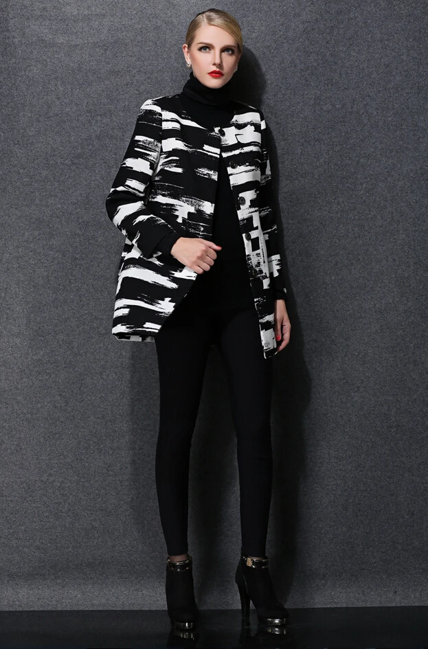 Europe 2016 hot sell new autumn winter fashion women clothing elegant printed round neck long sleeve