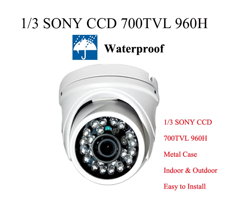CCTV Camera 700TVL 1/3 sony HD CCD camera waterproof metal shell Dome