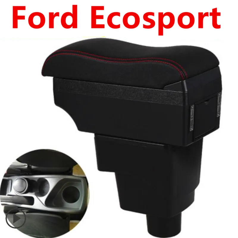 

For Ecosport armrest box central Store content Storage box armrest box USB interface