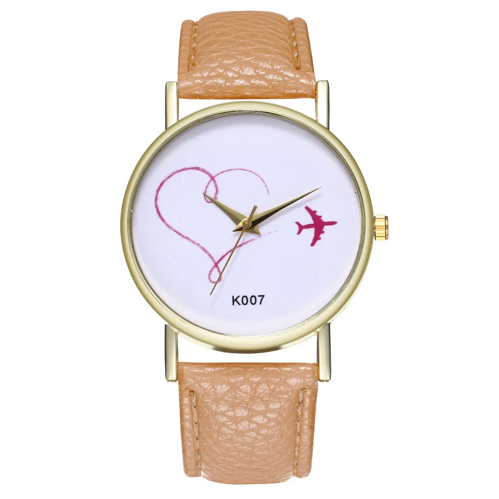 Женские часы Exquistite простые Роскошные Модные Симпатичный Самолет женские часы Reloj De Mujer Kol Saati@ 50 - Цвет: Khaki