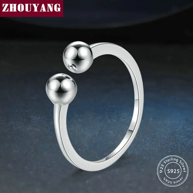 ZHOUYANG New 100% 925 Sterling Silver Rings Simple Smooth Design S925 Adjustable ZHOUYANG New 100% 925 Sterling Silver Rings Simple Smooth Design S925 Adjustable