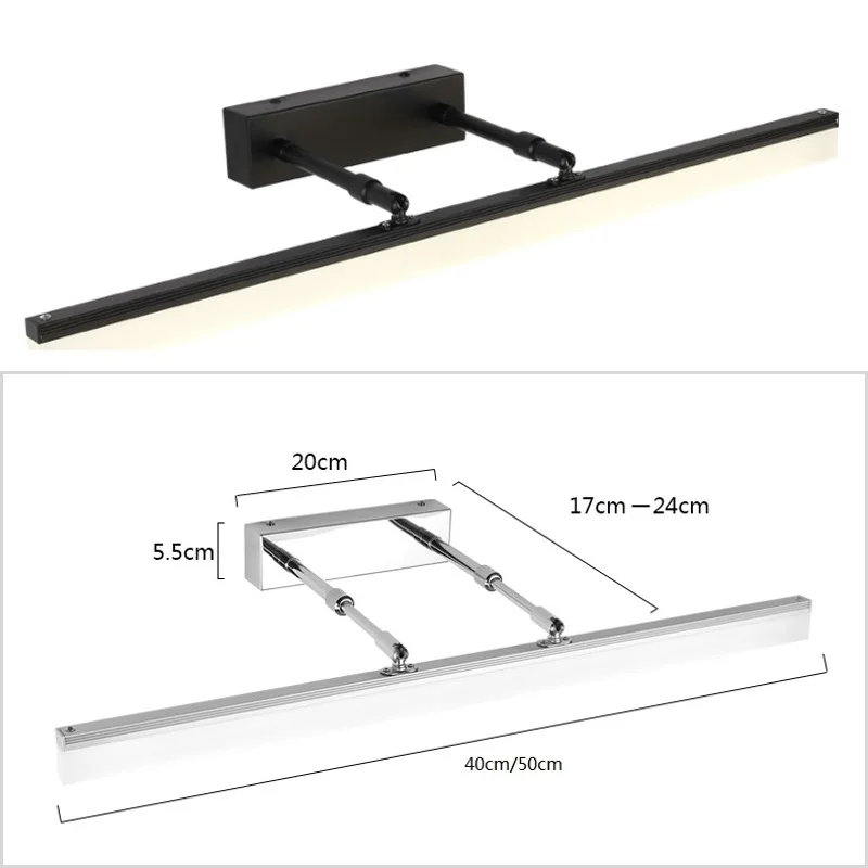 Современный светодиодный настенный светильник золотой/хром/черный 40CM9W/50CM12W зеркальный передний светильник алюминиевый туалетный светильник для ванной комнаты s туалетные макияжные лампы
