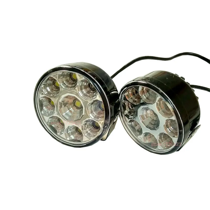 

2 Pcs/lot 9 LED Round Daytime Driving Running Light DRL Car Fog Lamp Headlight White car styling