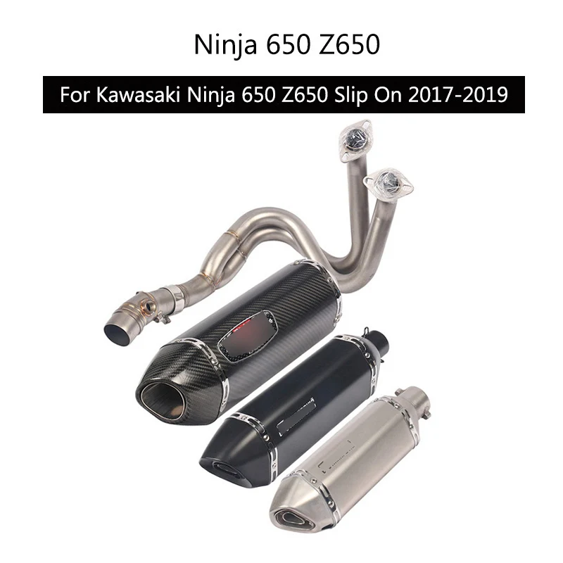 For- Kawasaki Z650 Ninja 650 Exhaust System Motorcycle Header Mid Link Pipe Slip On 51 mm Escape Exhaust Pipe