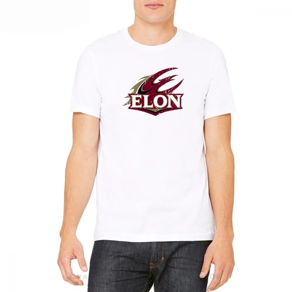 short Sleeve Hipster Tees Elon University Phoenix Distressed Logo White T-shirt ( Large ) Stranger Things Design T Shirt | Мужская