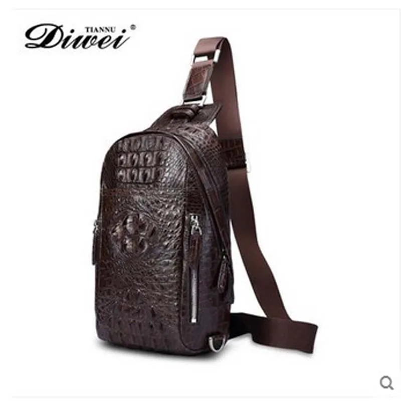 

diwei 2019 new hot free shipping import crocodile chest bag young men leisure single shoulder bag luxury l purse men chest bag