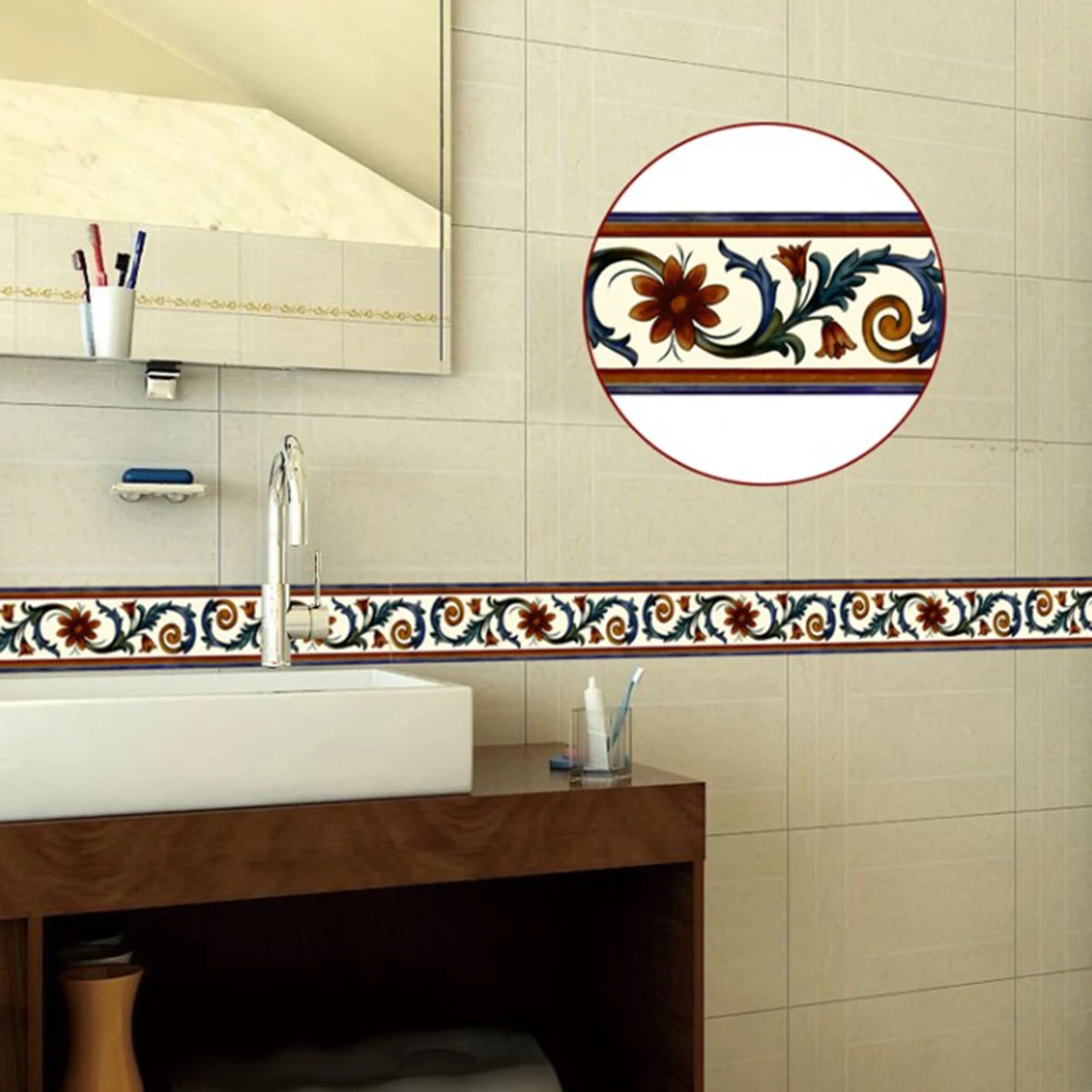 10m Self Adhesive Wallpaper PVC Waterproof Stone Border Waist Line Bathroom Toilet Kitchen Decoration Wall Sticker