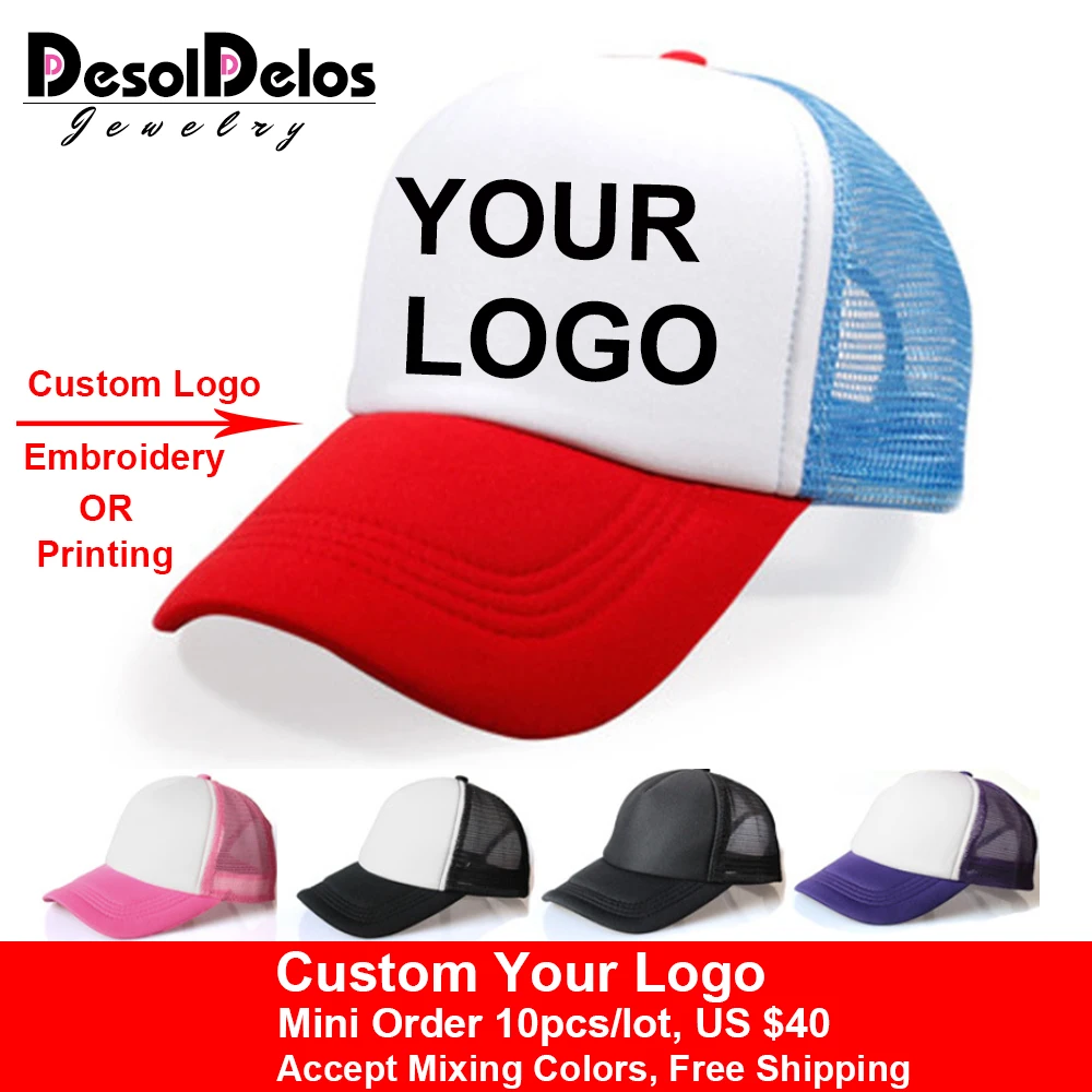 

2019 Hot Unisex Hip-Hop Baseball Caps Adjustable Trucker Mesh Blank Curved Visor Hat Hats Logo Custom Made 10pcs/lot