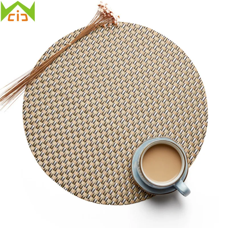 WCIC PVC Table Mats for Dining Table Round Drink Coasters Kitchen Table Mat Decorative Place Mat Bowl Pads Insulation Placemats