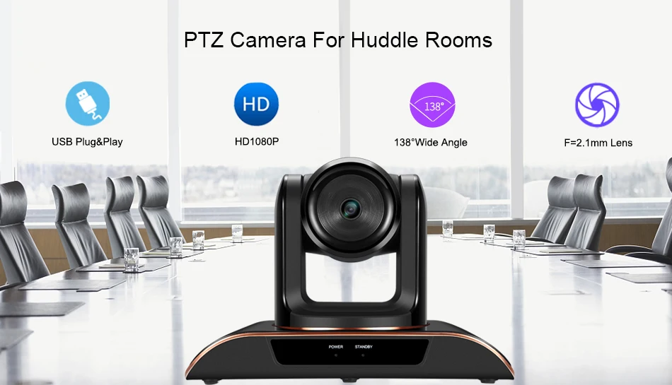 Tenveo VHD1080 Pro 8MP Full HD 1080P PTZ Camera USB Webcam Supports H.264 and Amazon Chime Pan Tilt