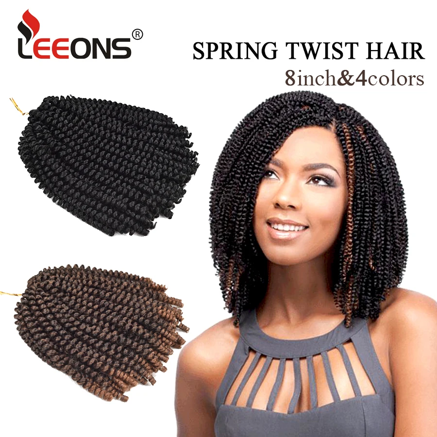 Leeons 30Roots/Pcs Curly Crochet Hair Extensions Spring Twist Hair Kinky Twist Braiding Hair Synthetic Hair For Braid 8 Inch