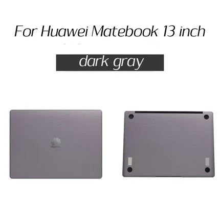 Laptop Stickers for HUAWEI MateBook 13 inch High Quality PU Anti-scratch Cover Full Protective Notebook Skin Decal - Color: 2-dark gray