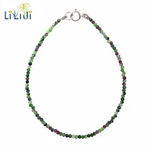 Lii Ji драгоценный камень аньолит Рубины цоизит приблизительно 1-2 мм блестящие бусины 925 пробы серебряная застежка браслет