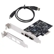 Placa de expansão de fio de fogo pcie 3 portas 1394a, pci express ao adaptador de ieee 1394 2x6 pinos e 1x4 pinos para pc desktop