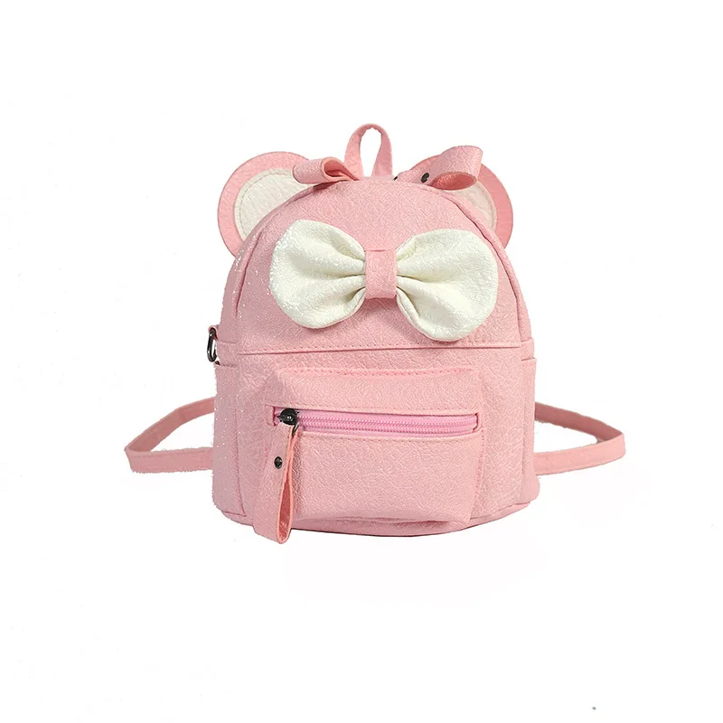 Новая Наплечная Сумка с мультяшным рюкзаком для девочек, маленькая диагональная школьная сумка для детей с милым бантом, маленький рюкзак mochilas escolares - Цвет: Розовый