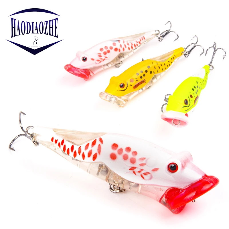 

HAODIAOZHE Popper Fishing Lure Floating Wobblers 8cm 12.5g Colorful Crankbait Wobblers Floating Isca Artificial Hard Pesca YU43