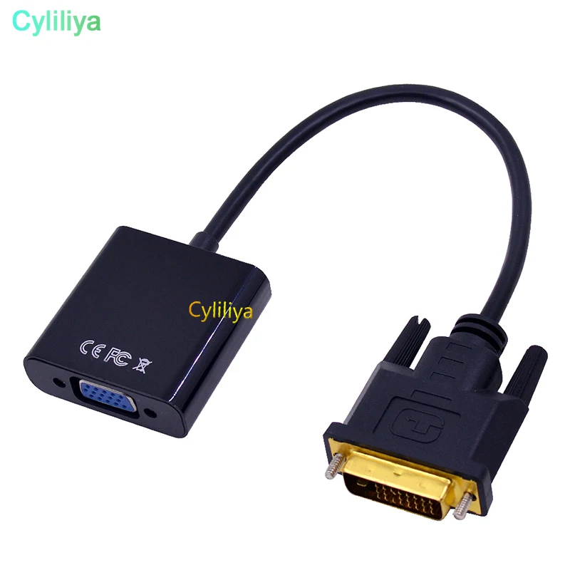

100PCSs DVI-D to VGA Adapter 24+1 25Pin DVI to 15Pin VGA Converter Cable for PC Desktop Notebook HD 1080P Monitor Display