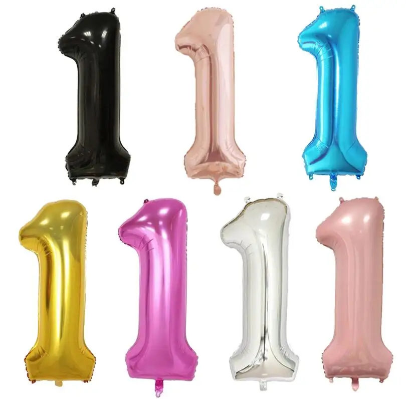 

40inch Number 1 Gold Silver Blue Pink black Digit Helium Balloon 1st Birthday Party Balloons Adult party balloon