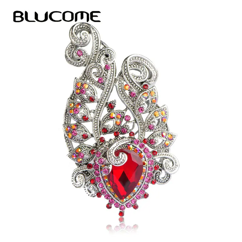 Женская винтажная брошка Blucome корсажные Броши с зеленым цветком вечерние женские