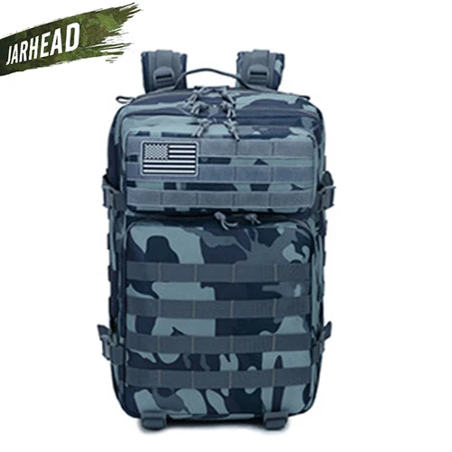 Темно-синий Тактический штурмовой рюкзак 3P EDC Molle, мужской рюкзак для занятий спортом на открытом воздухе, альпинизмом 45L, охотничьей походной Оксфордской сумкой - Цвет: NAVY CAMO