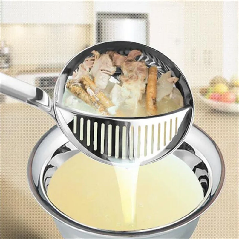 

Stainless Steel Detachable Spoon Colander Double Use Kitchen Restaurant Tableware Supplies Creative Gadget Dual-use spoon