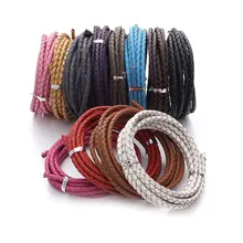 

lacoogh 2m/lot Dia 3mm 4mm Genuine Braided Leather Cord Round Leather Rope Thread For DIY Necklace Bracelet Jewelry Making