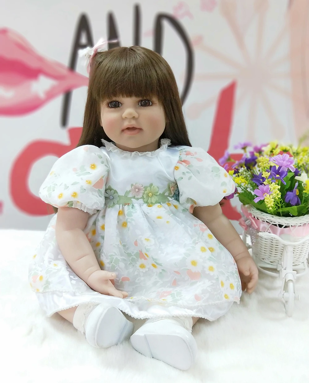 

Pursue 20"/50 cm Beautiful Dress Soft Cotton Body Reborn Silicone Reborn Toddler Dolls Toys for Children Girls Birthday Gifts