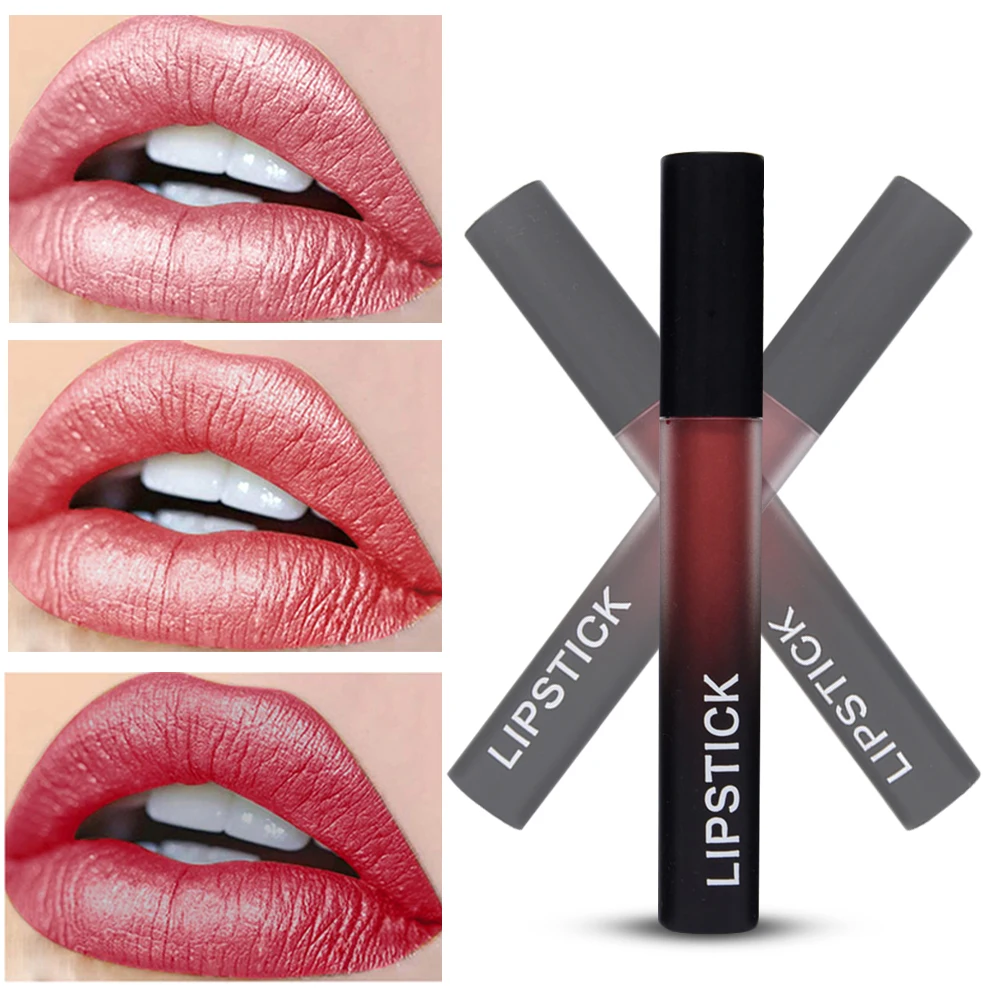 

3/2/1pcs Matte Liqiud Lip Gloss Non-stick Cup Waterproof Lasting Lip Diamond Shimmer Balm Biting Clear Gloss Party Gift TSLM2