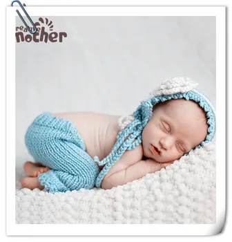 

Newborn Photography Props Accessories Baby Knitted Crochet Clothing Baby Girl Costume Hat+Pants Set Baby Photo Props Accessory
