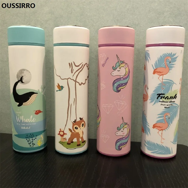 

OUSSIRRO Children Cartoon Stainless Steel Flamingo Thermos Cup Originality Ma'am Lovely Unicorn Portable Water Bottle