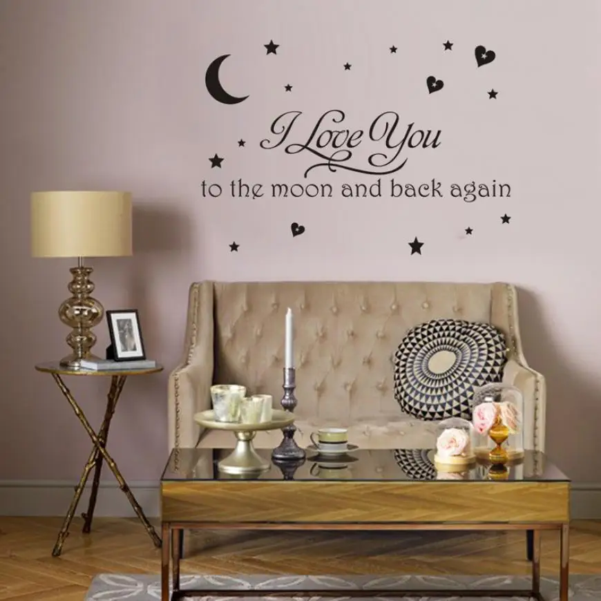 Домашний декор I Love You To Moon и Back Again Наклейка на стену художественное кухонное