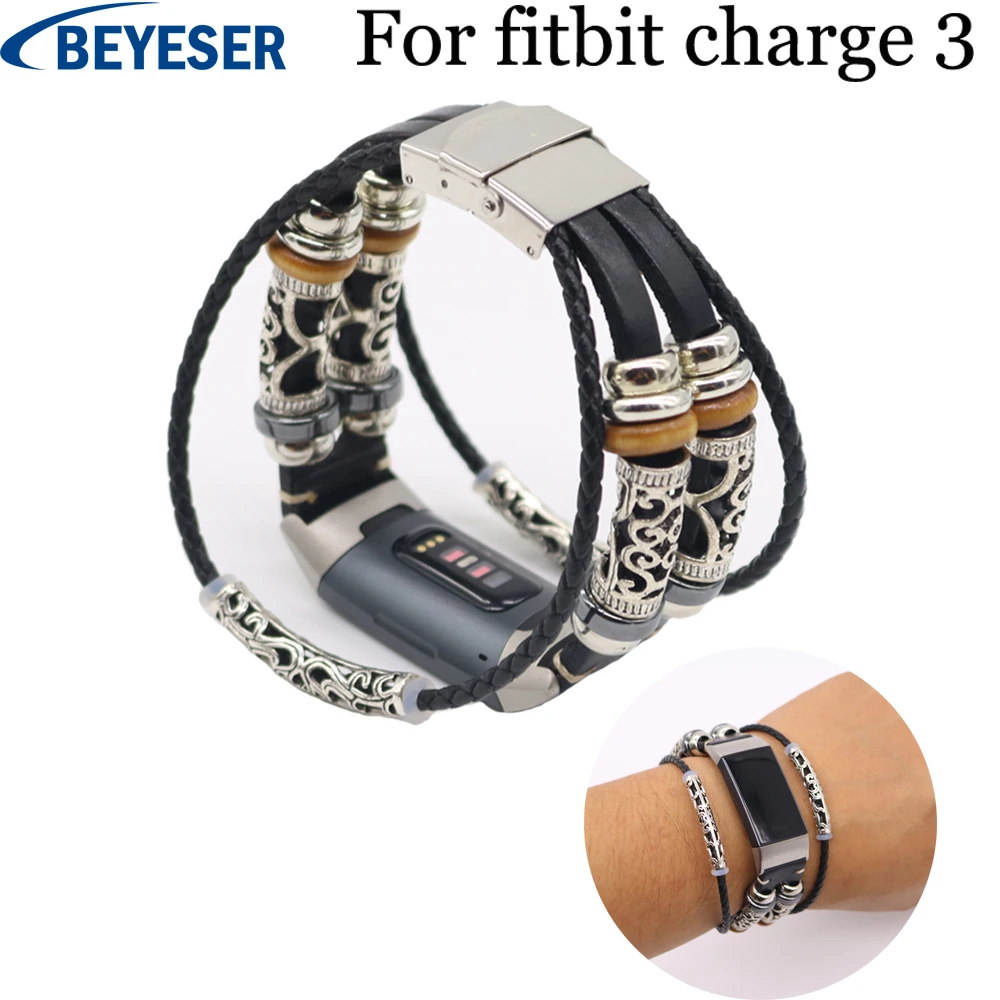 

Bracelet Strap for Fitbit Charge 3 Personality Leather Replacement Band Smart watch Accessories for Fitbit Charge3 watchstraps