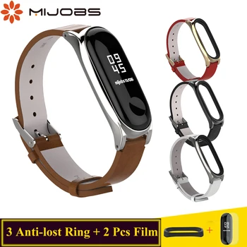 

Mijobs Mi Band 4 3 Leather Wrist Strap For Xiaomi Mi Band 4 3 Smart Bracelet Accessories Wristband Miband 4 3 PU Leather Strap