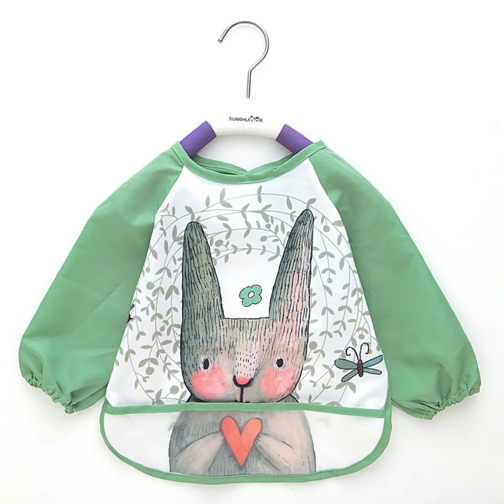 Cute Baby Bibs Apron Cartoon Animals Bandana Bib Adjustable Burp Cloths Feeding with Long Sleeves Bib Baby Stuff for Newborns