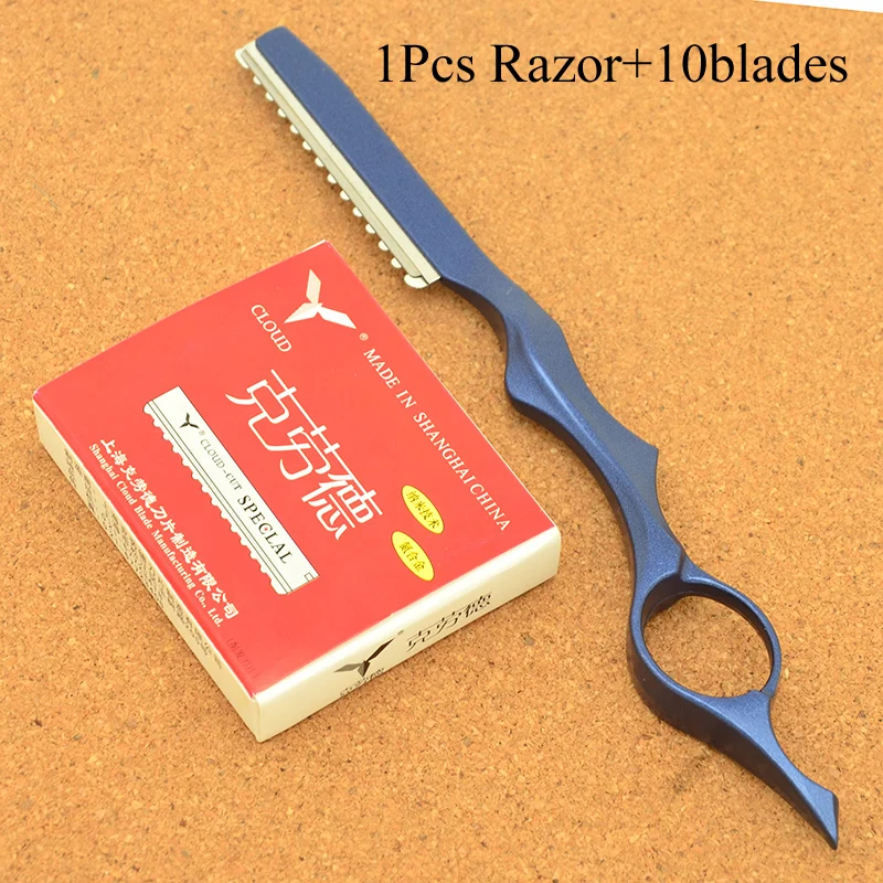 Meisha 1 шт., Филировочная бритва из нержавеющей стали, 10 шт. лезвий, парикмахерские инструменты для удаления волос, сменный нож HC0008