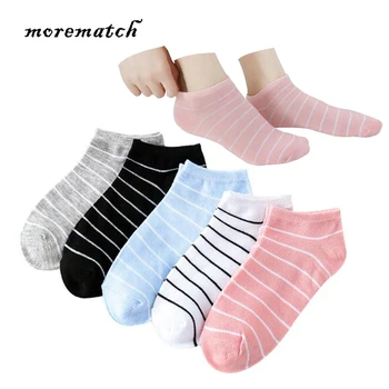 

Morematch 1 Pair Spring Summer Women Short Sock Pinstripe Cotton Socks Ankle Socks 5 Colors Optional