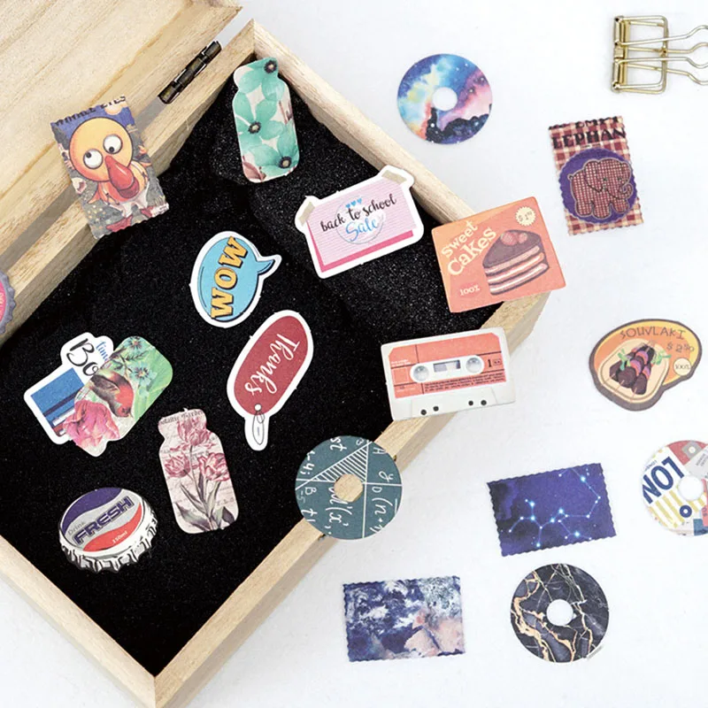 

45pcs/box Retro Lunar Travel Stamp Paper Stickers Toy Creative Planet Space Stickers For DIY Scrapbooking Diary Papeterie