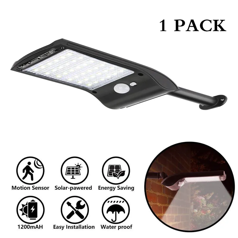 Solar Panel Wall Street Light 36 LED Lamp PIR Motion Sensor for Outdoor Garden Walkway MJJ88