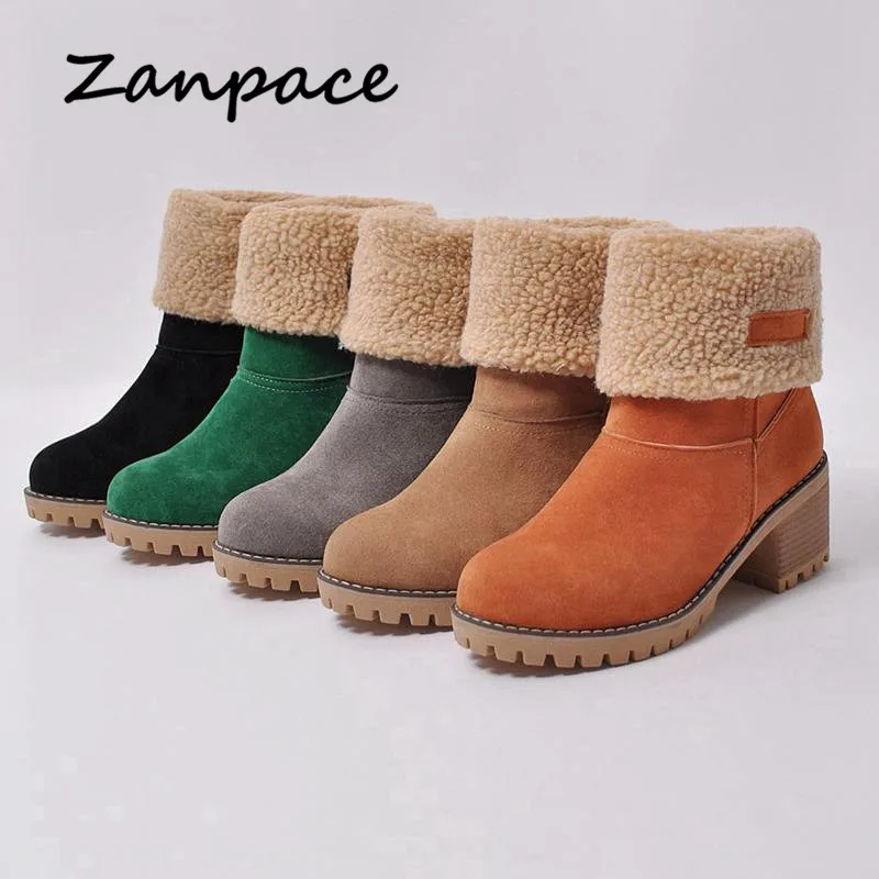 Zanpace/Лидер продаж женские ботинки большой размер 35-43 теплые зимние плюшевые без