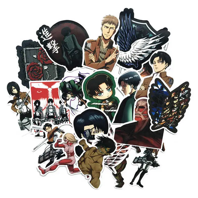 

21Pcs/Set Attack on Titan Sticker Anime Icon Animal Stickers Gifts for Children to Laptop Suitcas Bicycle Car DIY PVC Stickers