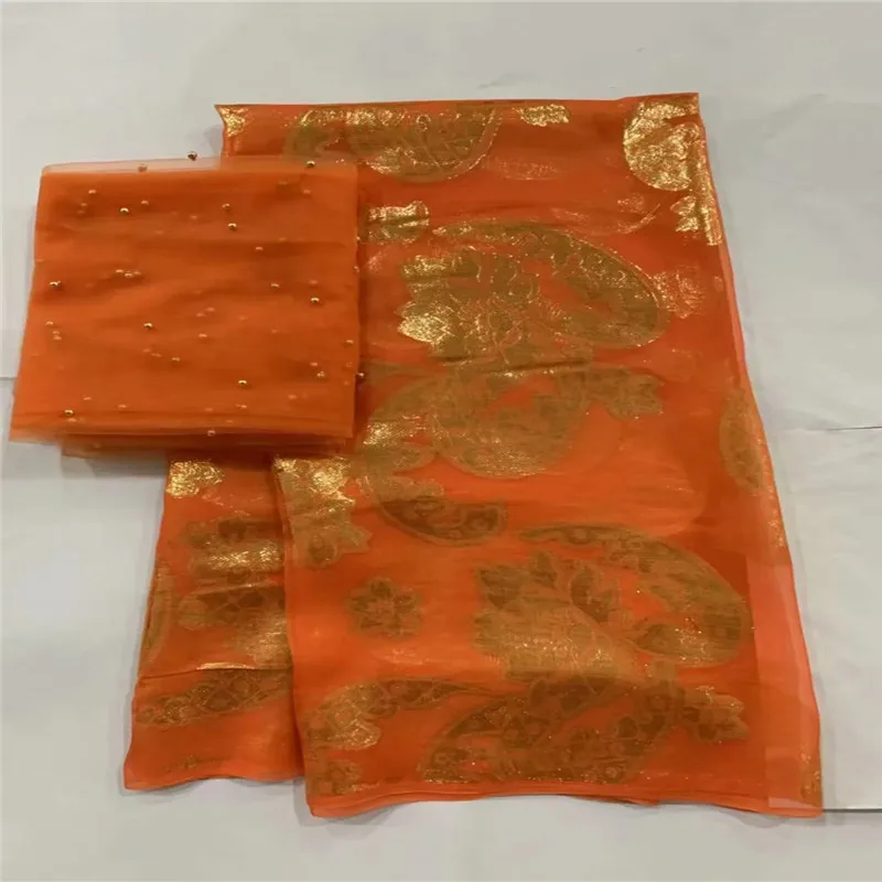 

African soft silk fabric for garment neat embroidery on the gold & purple satin material with swiss voile lace tissu LXE060503