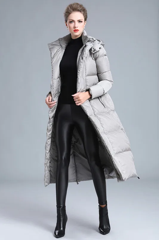 Новинка, зимний длинный пуховик, женская одежда, пальто, большие размеры, удлиненные деньги, выше колена, модная